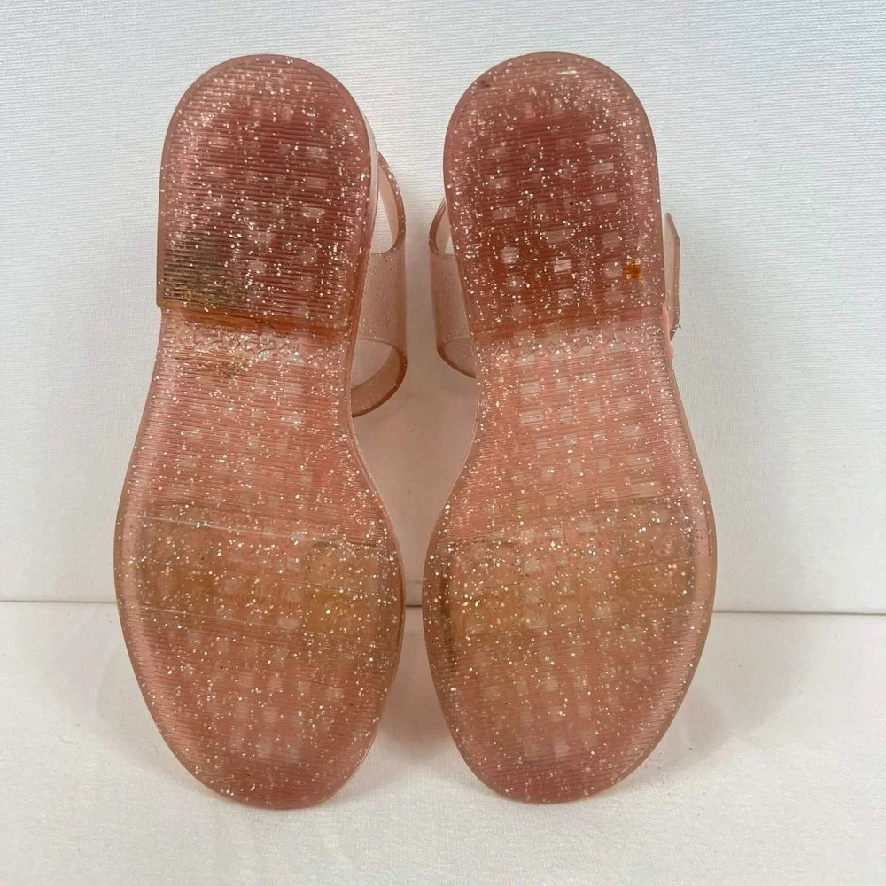 GUC Mini Melissa Barbie Pink Glitter Heart Bow Jelly Sandals Melflex Girls Sz 3